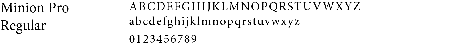 The alphabet in Minion Pro typeface